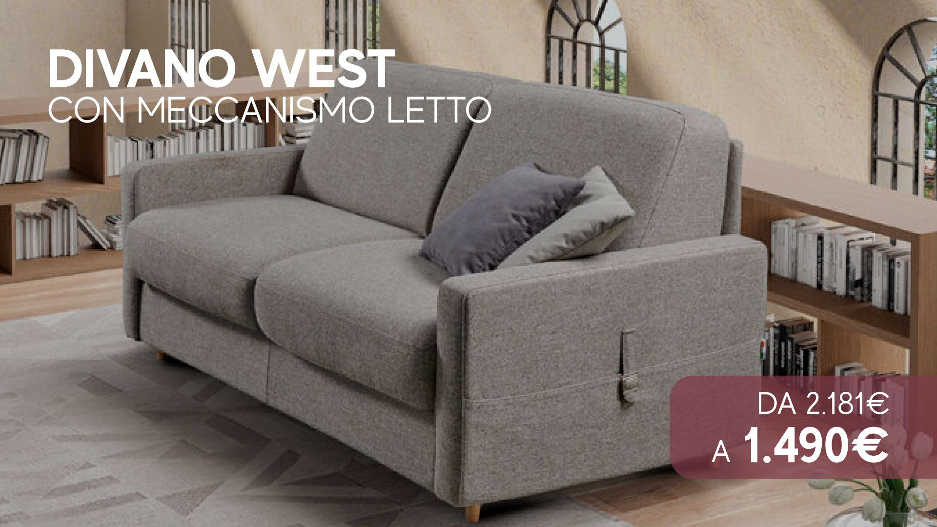 Promozione Divano West con meccanismo letto